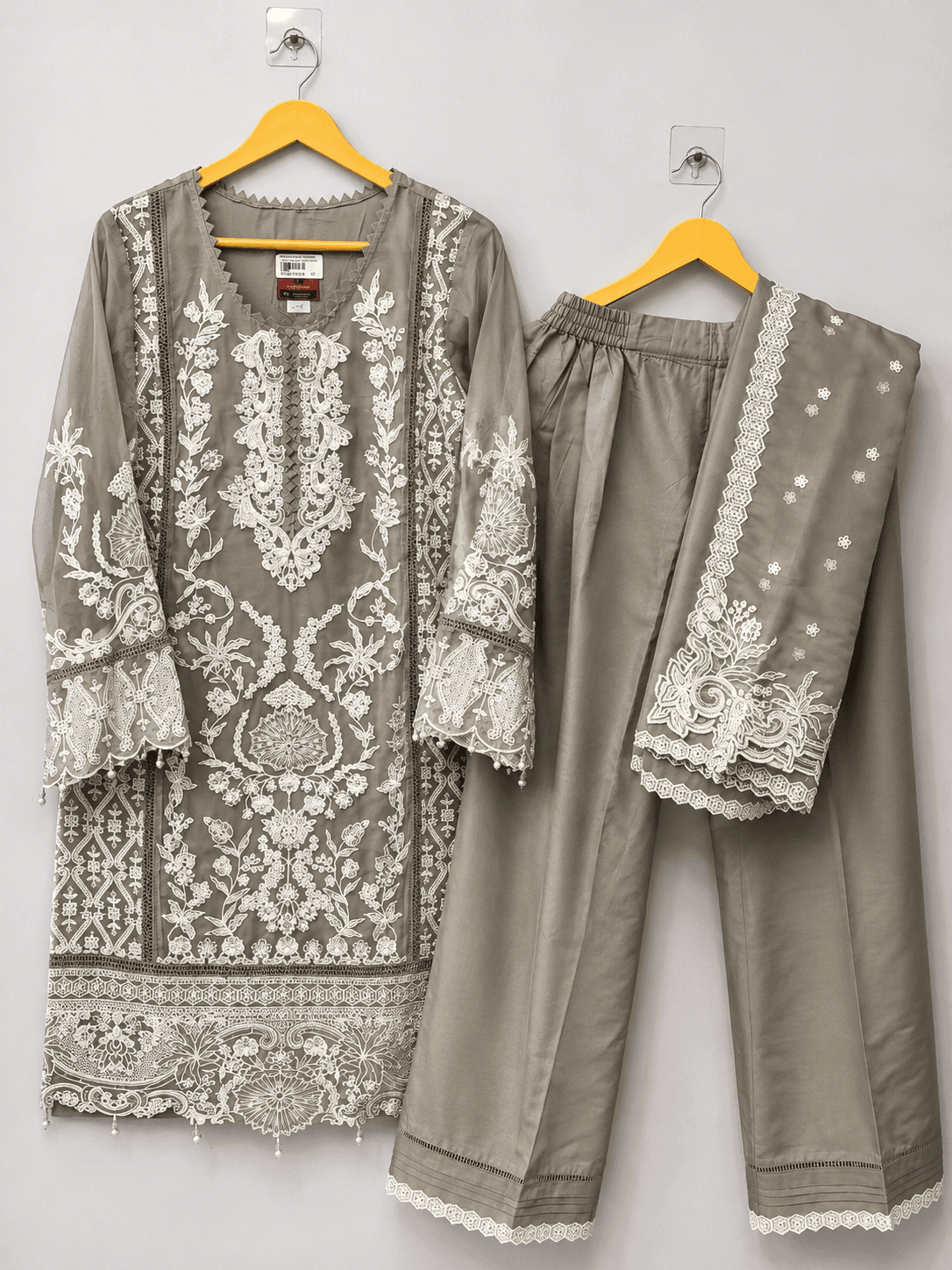 Pakistani Sage Grey 3-Piece Suit