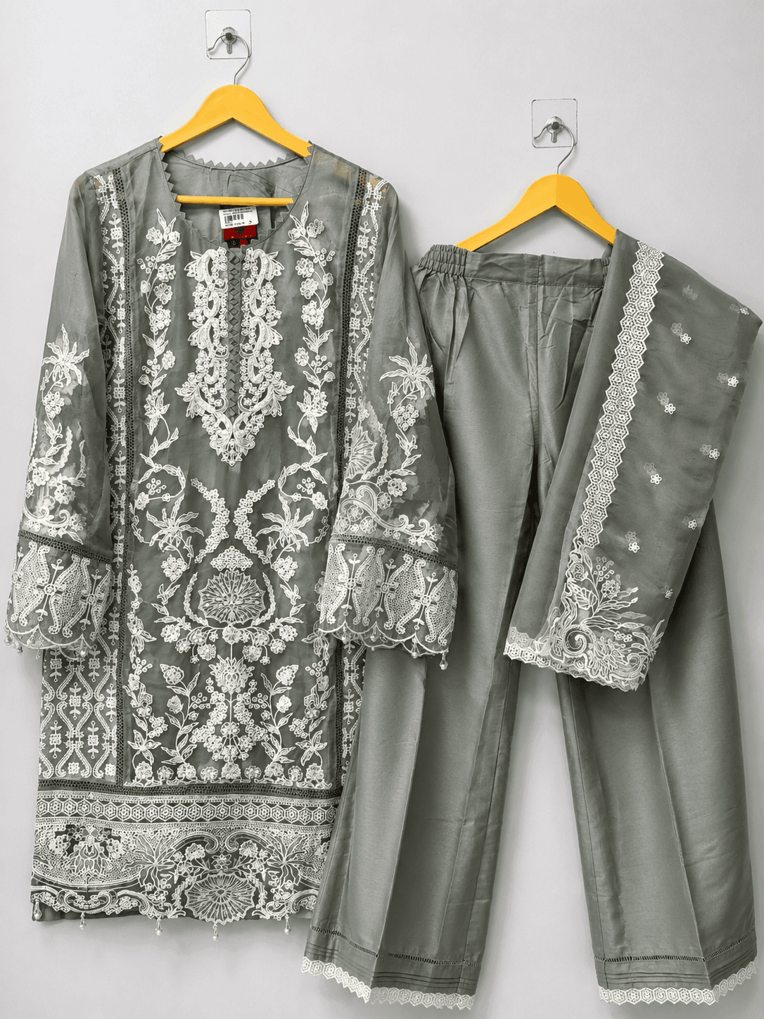 Pakistani Sage Grey 3-Piece Suit
