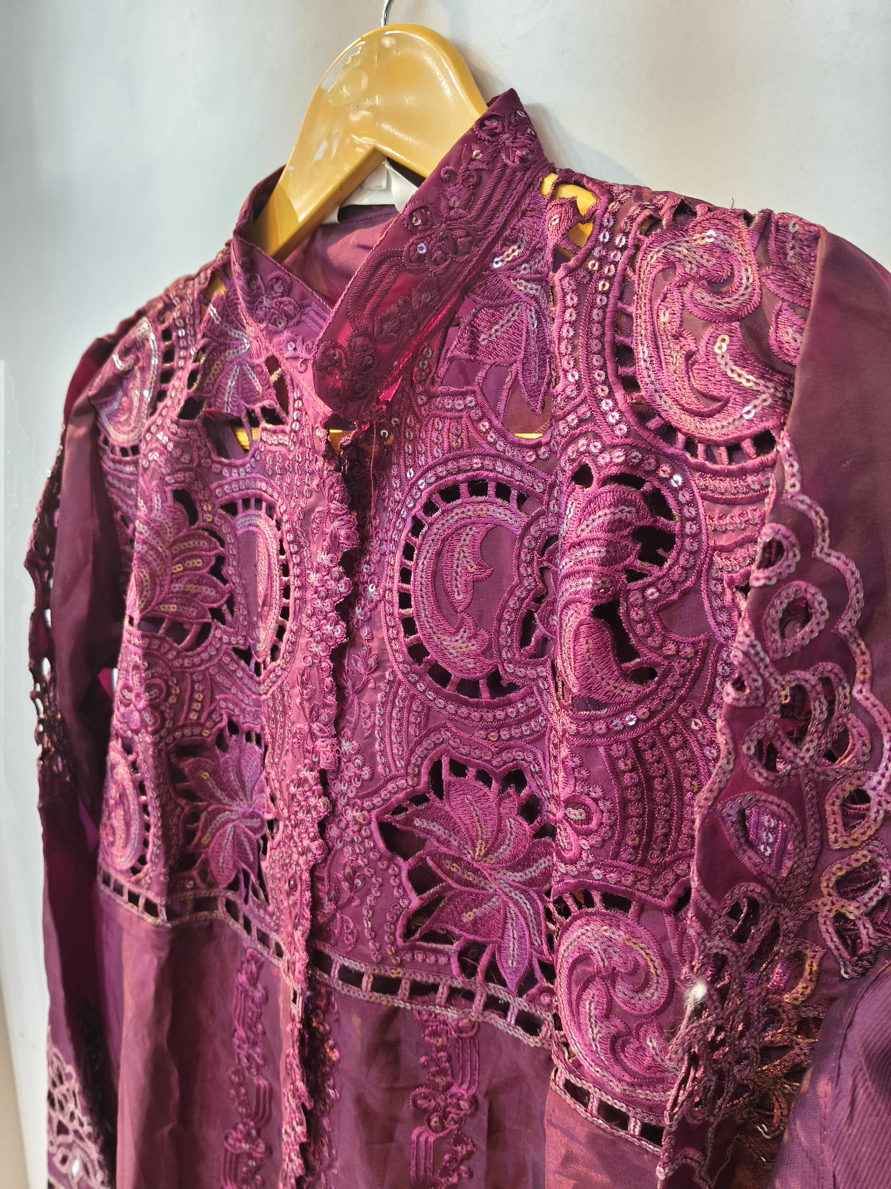 Pakistani Jacket Style Cutwork 3 piece