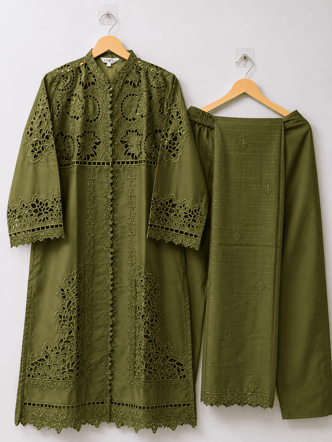 Pakistani Jacket Style Cutwork 3 piece