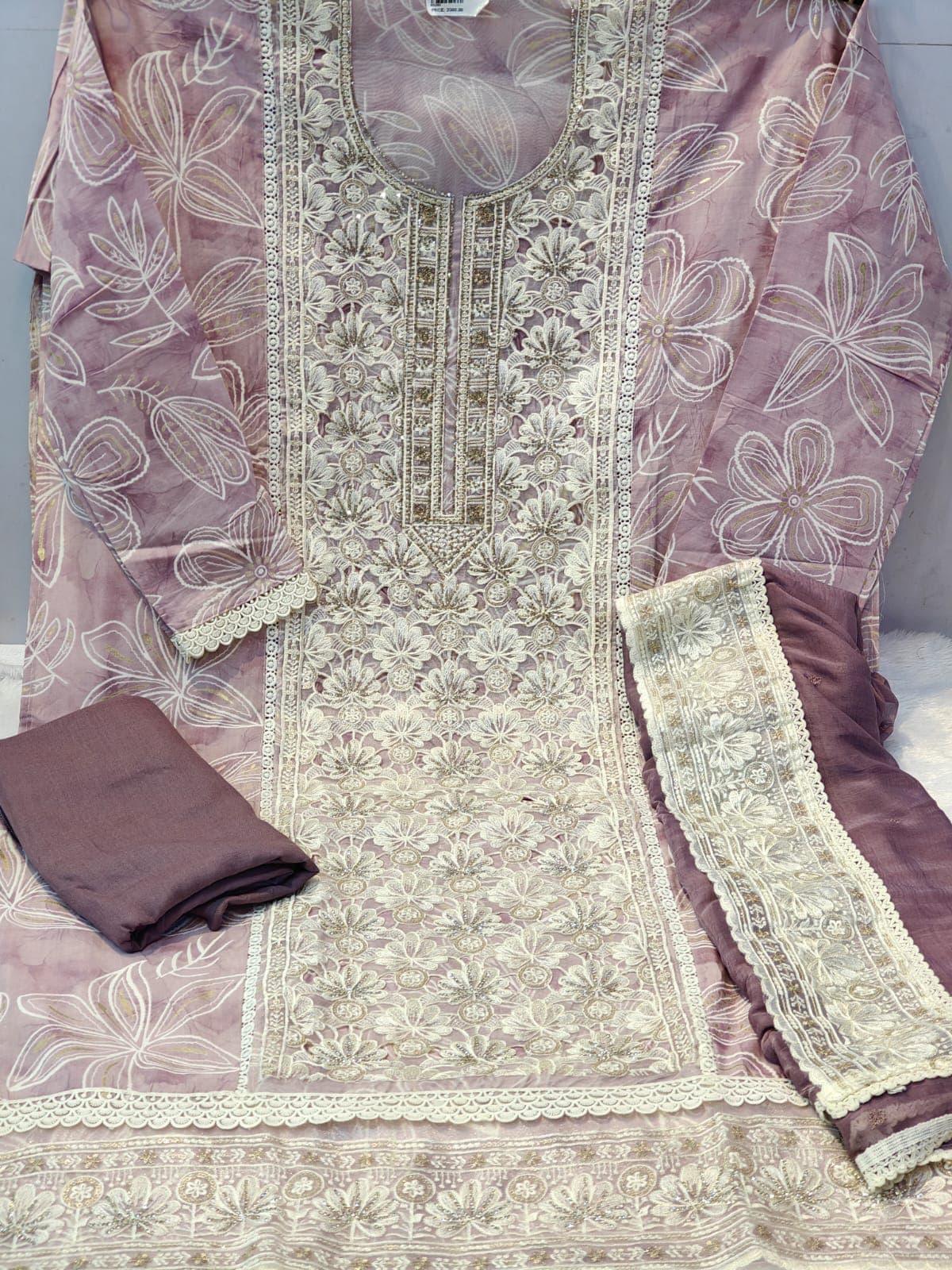 Pakistani Semi-Stitched Panelwork Dress