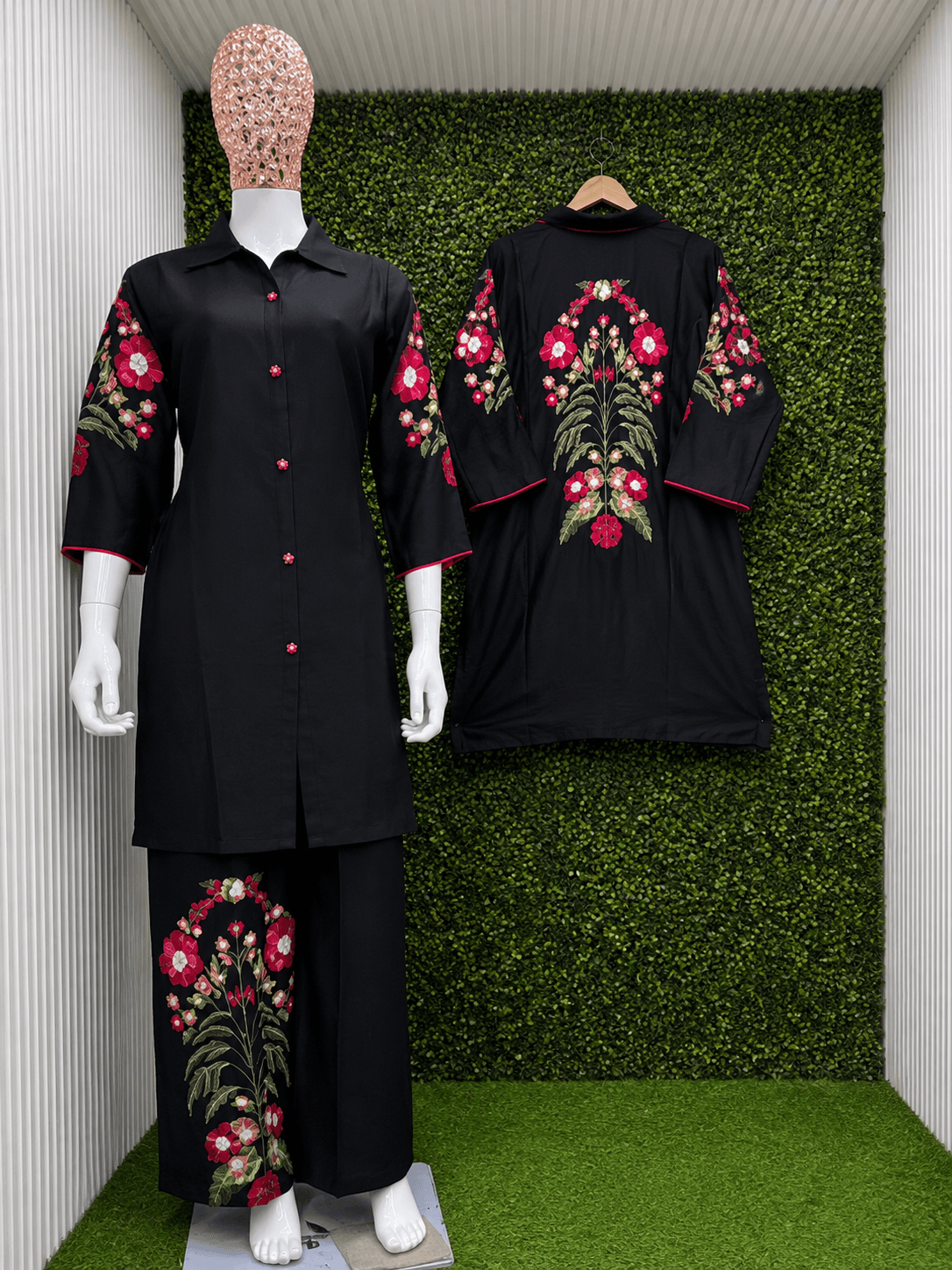 Floral Embroidered Cord Set
