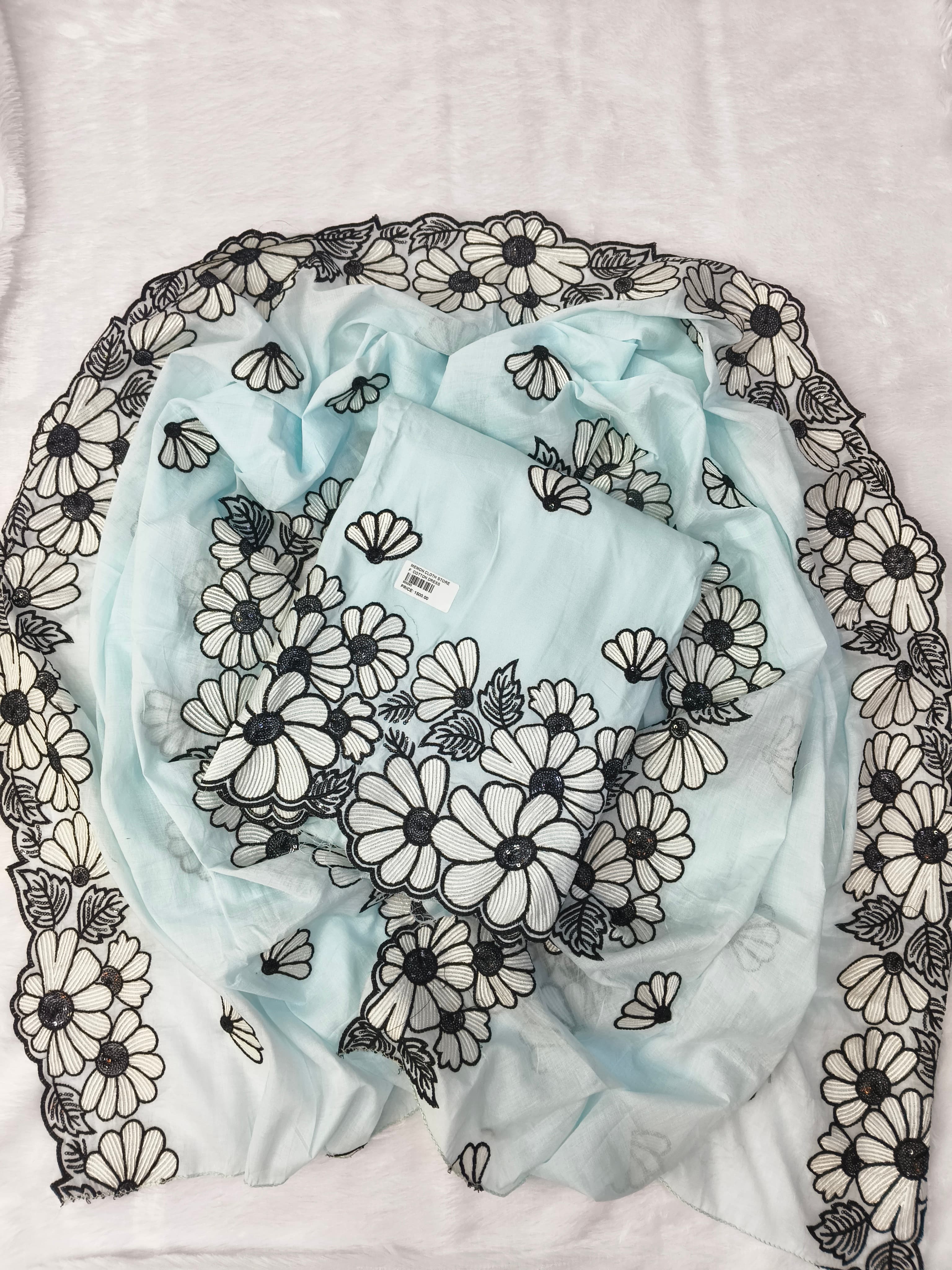 Rayon Cotton Embroidered Dress Material with Cotton Dupatta