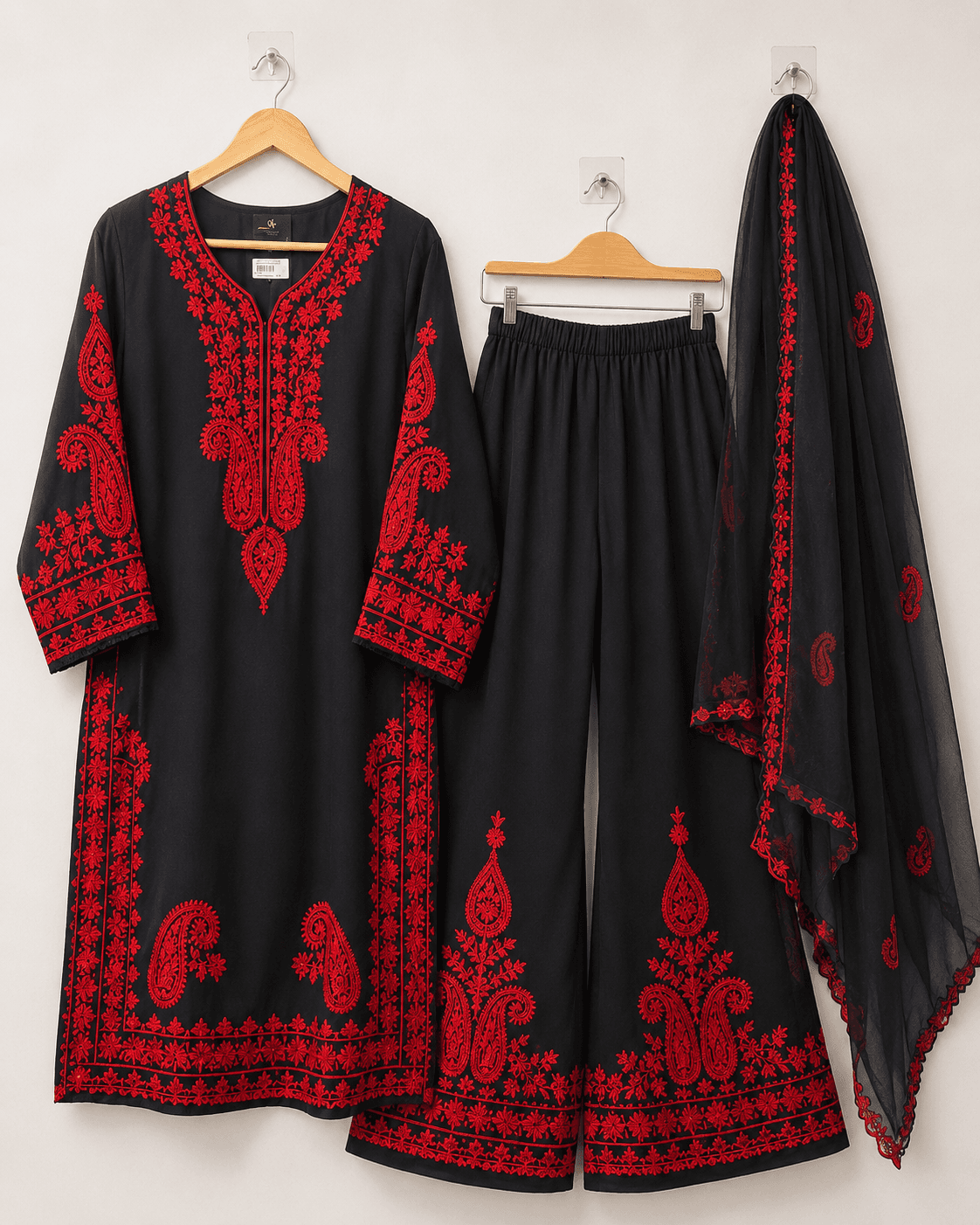 Saiyaara Black & Red Georgette 3-Piece Suit Set with Dupatta