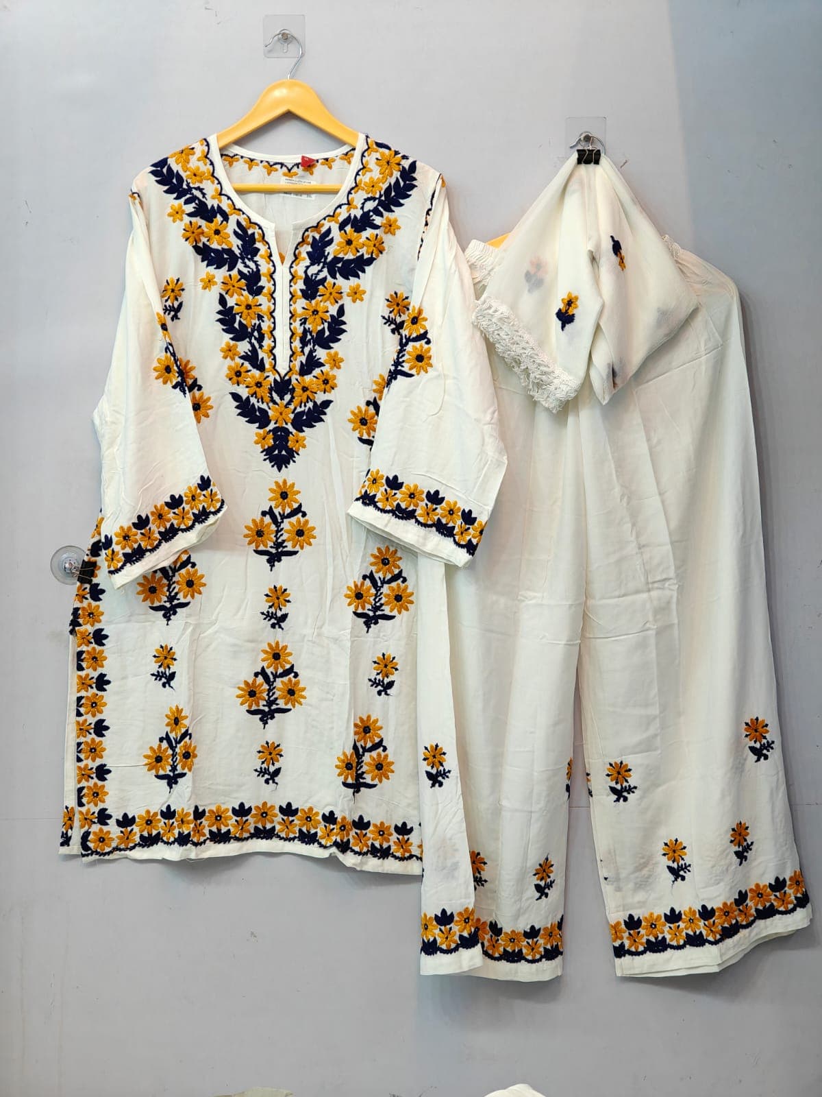 Lucknowi 3-Piece Kurta Plazo Set