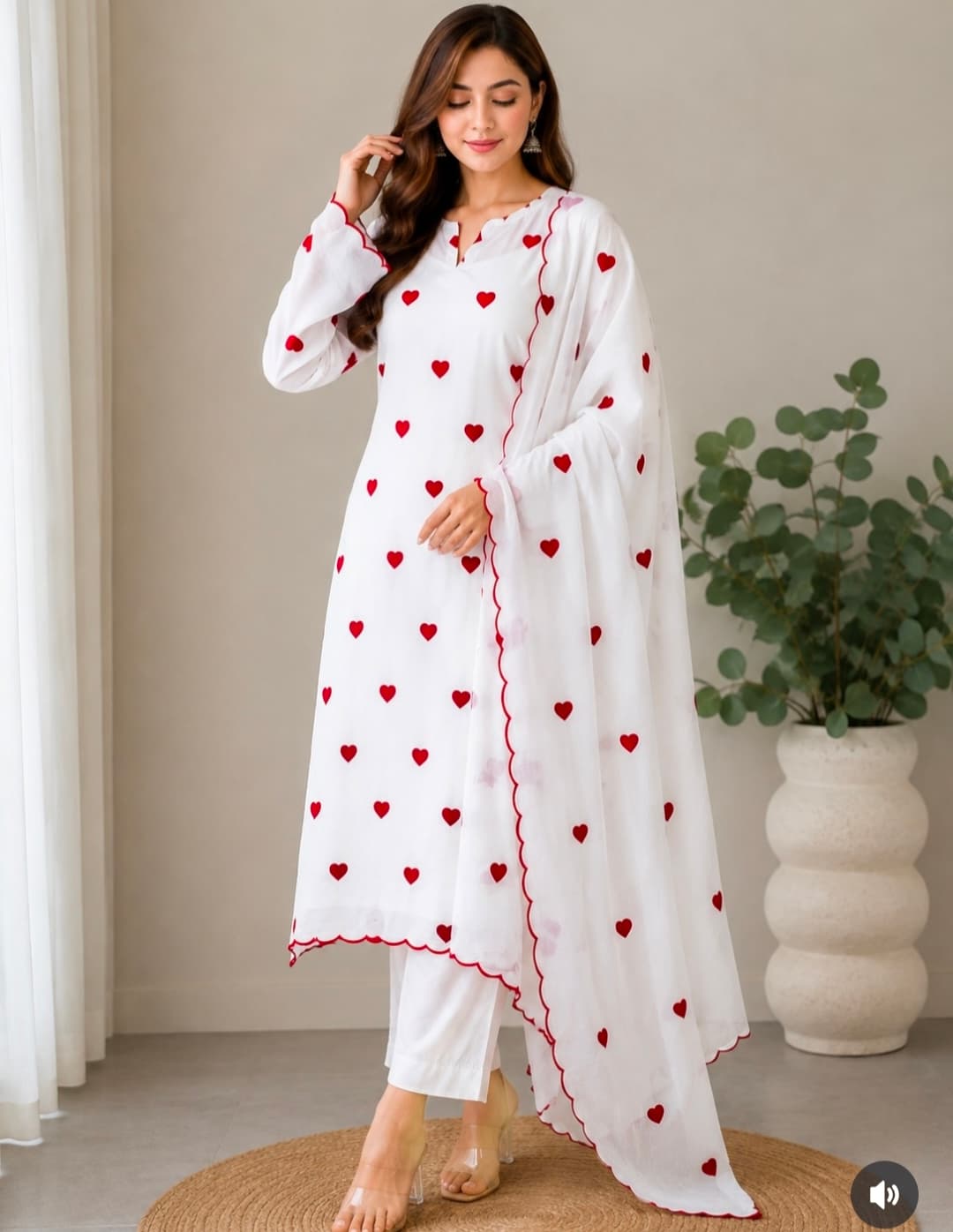 Heart Embroidery Dress Material
