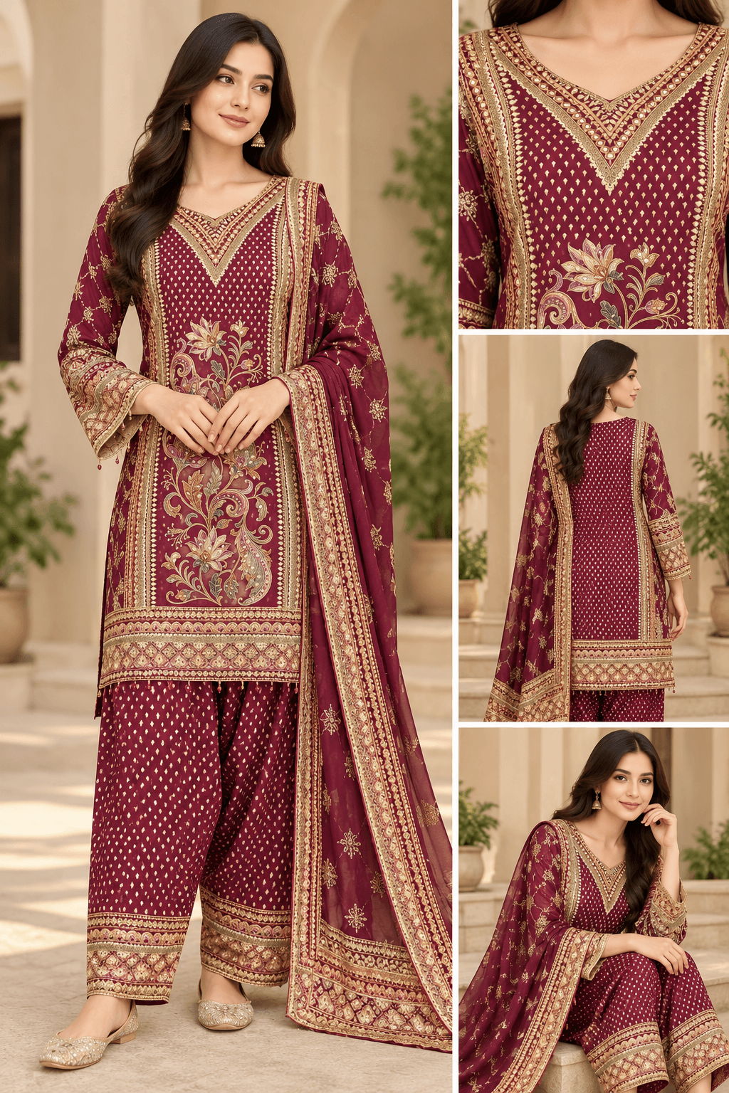 Maslene Printed Pakistani 3-Piece Suit