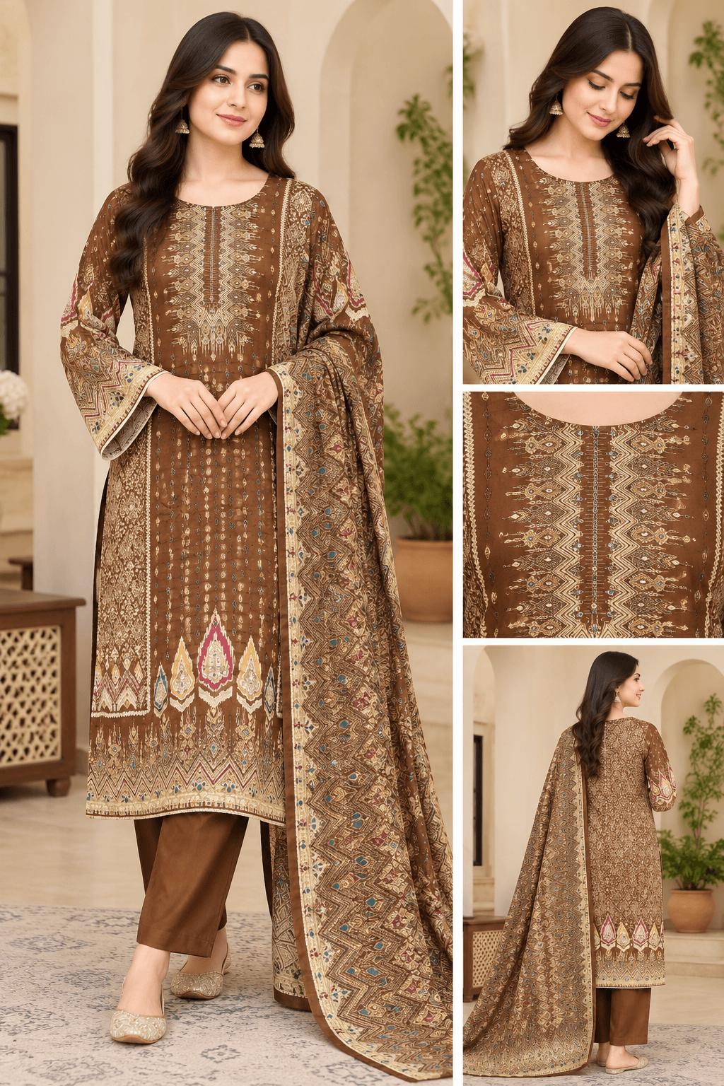 Maslene Printed Pakistani 3-Piece Suit