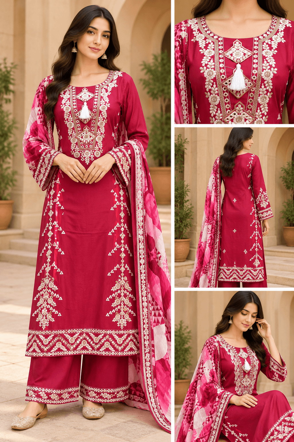 Long Pakistani Mirror Work Dress